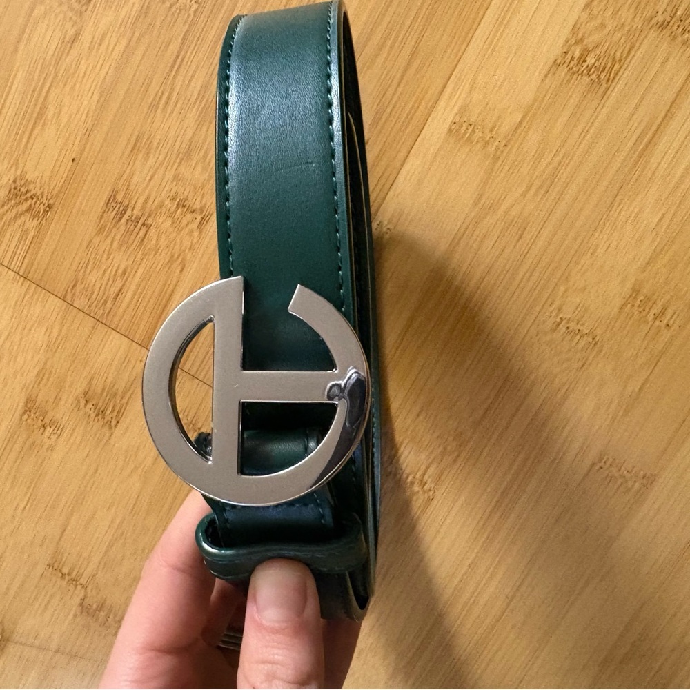 Telfar Forest Green Belt with Silver Logo Buckle - Picture 5 of 8